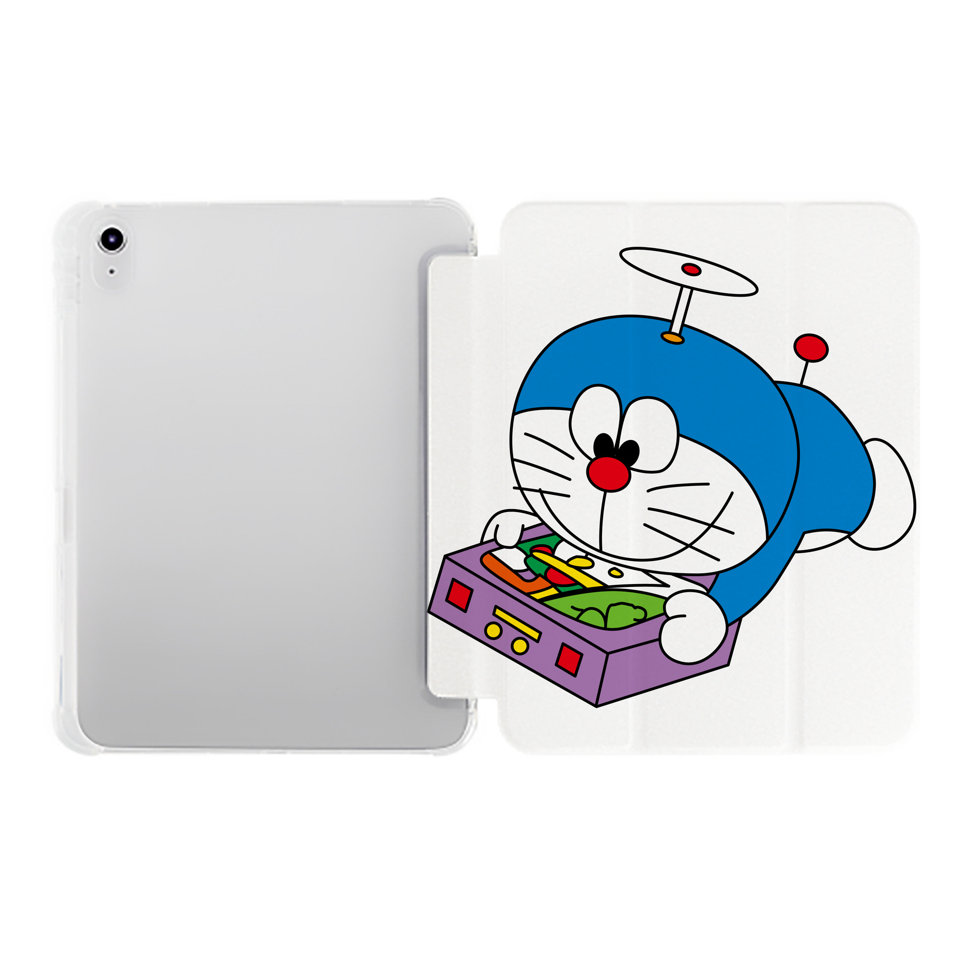 （画像用） ドラえもん Doraemon IPad ケース ペン収納付き 三つ折りスタンド PUレザー×シリコン 対応機種9.5/10.5/10.9インチ